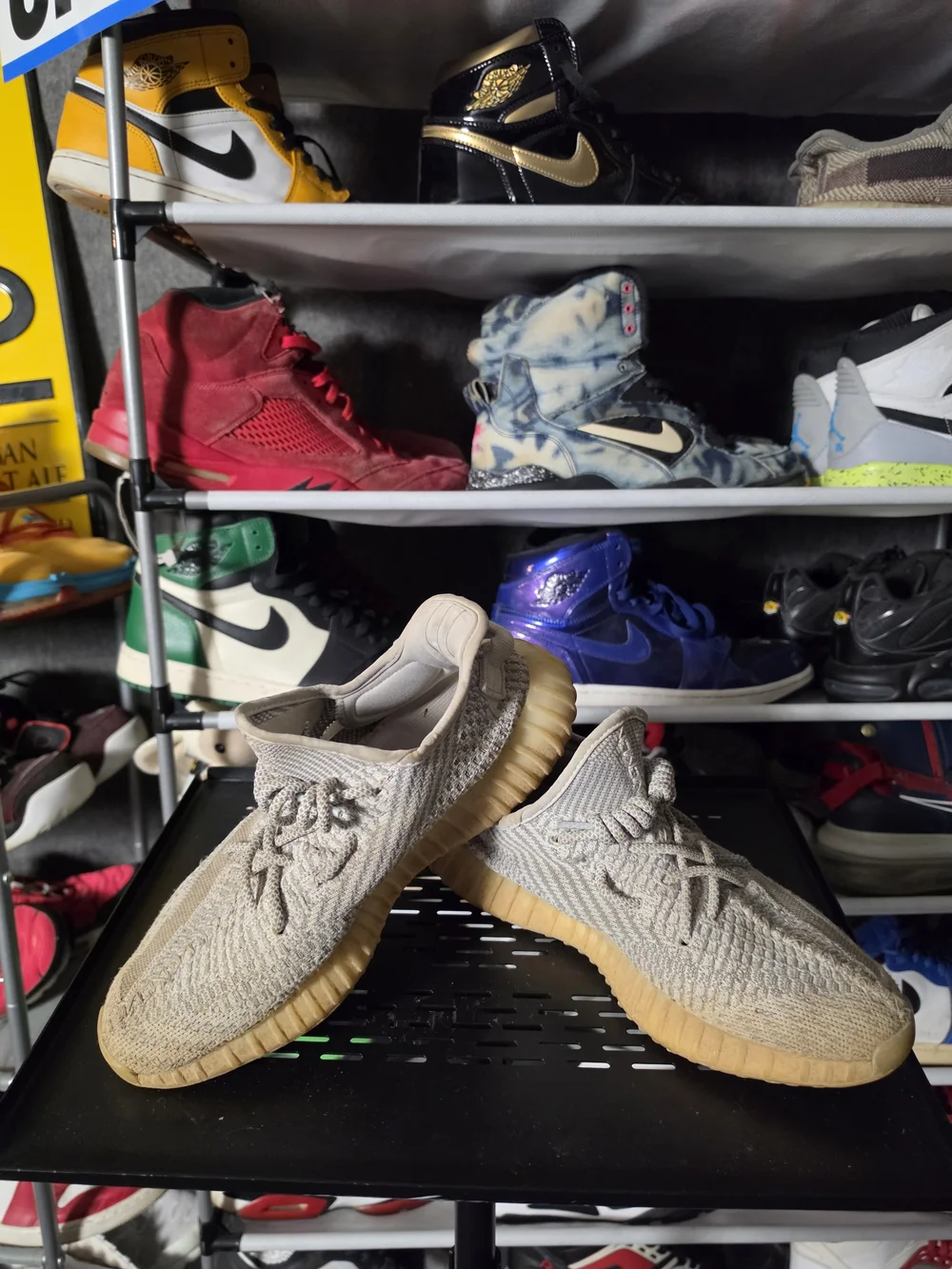 🔥 adidas Yeezy Boozt 350 Men Size 8  Beige Knit Athletic Sneakers with Gum Sole